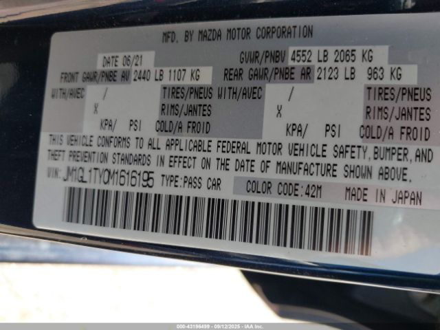 2021 MAZDA MAZDA6 JM1GL1TY0M1616195 Photo 8