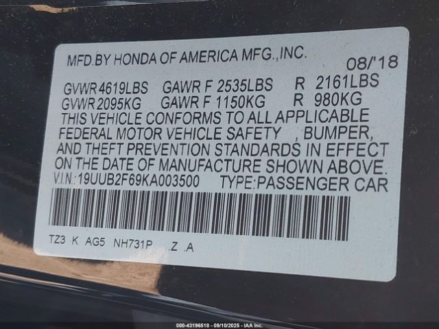 2019 ACURA TLX 19UUB2F69KA003500 Photo 8