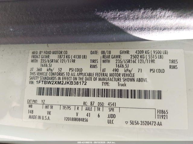 1FTBW2XM2JKB38172 Ford 2018