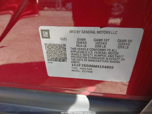 2021 CHEVROLET BOLT EV 1G1FZ6S06M4104855 Photo 8