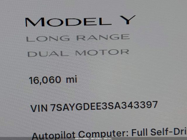 2025 TESLA MODEL Y 7SAYGDEE3SA343397 Photo 6