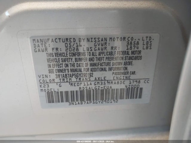 3N1AB7AP5GY290192 Nissan 2016