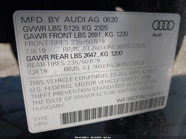2020 AUDI Q3 WA1EECF3XL1106751 Photo 8