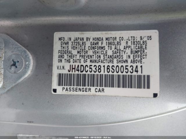 2006 ACURA RSX JH4DC53816S005341 Photo 8