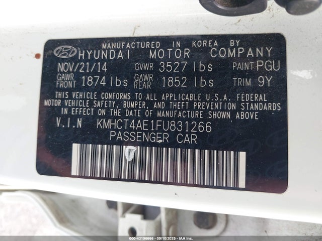 KMHCT4AE1FU831266 Hyundai dohc gdi gamma