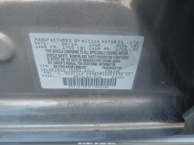 3N1CN7AP3FL805122 Nissan 2015