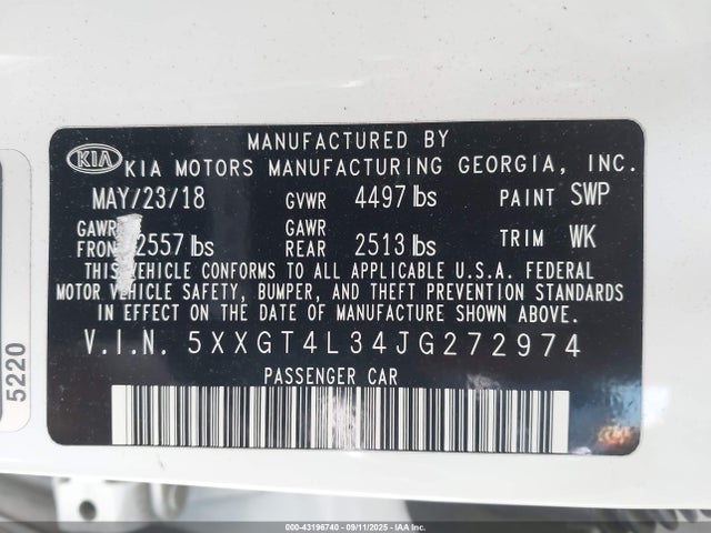 5XXGT4L34JG272974 KIA gdi