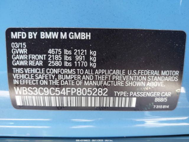 2015 BMW M3 WBS3C9C54FP805282 Photo 8