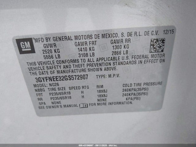 2016 CADILLAC SRX 3GYFNEE32GS572907 Photo 8