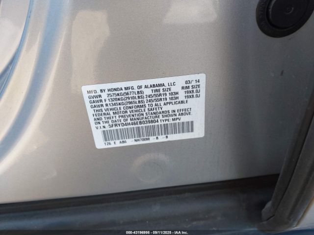 2014 ACURA MDX 5FRYD4H46EB039804 Photo 8