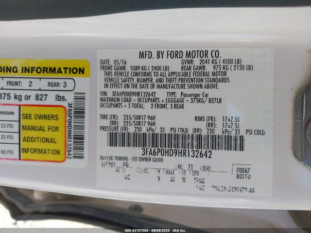 Ford 2017 2017 3FA6P0HD9HR132642 Image 9