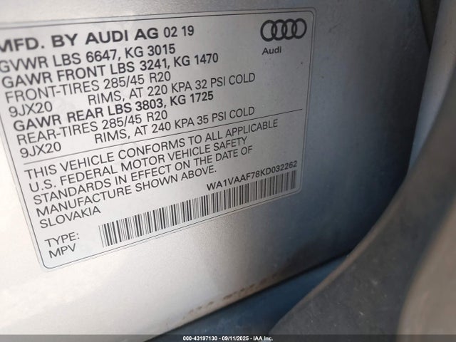 2019 AUDI Q7 WA1VAAF78KD032262 Photo 8