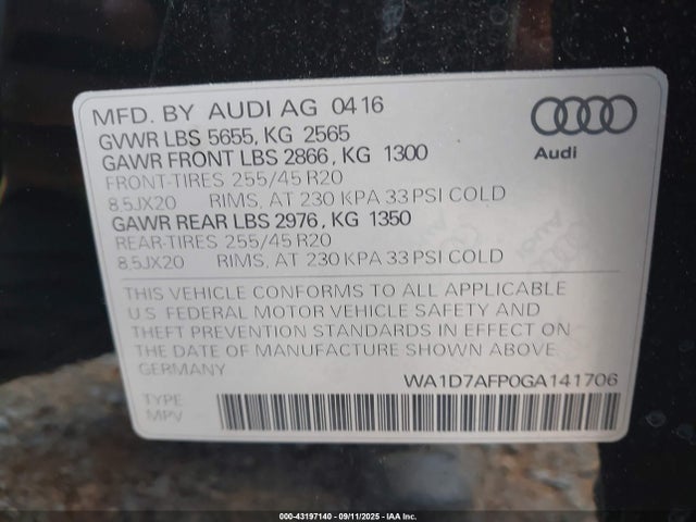 2016 AUDI Q5 WA1D7AFP0GA141706 Photo 8
