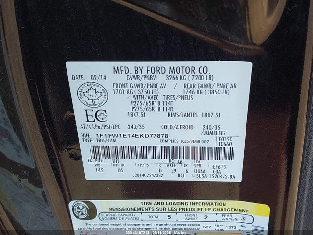 1FTFW1ET4EKD77878 Ford 2014