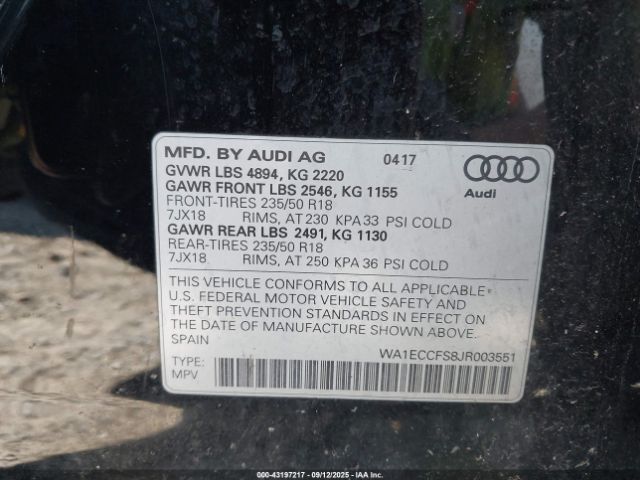 2018 AUDI Q3 WA1ECCFS8JR003551 Photo 8