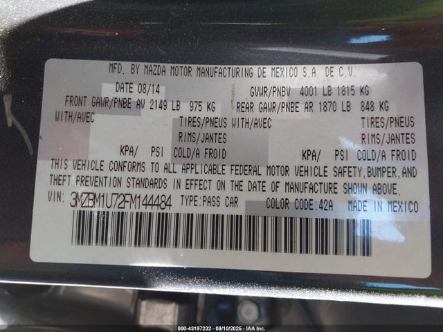Mazda pe 2015 3MZBM1U72FM144484 Image 9