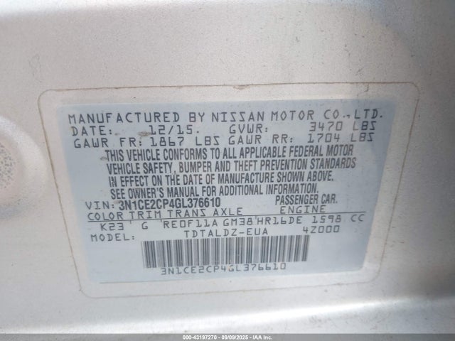 Nissan VERSA NOTE 2016 3N1CE2CP4GL376610 Image 9