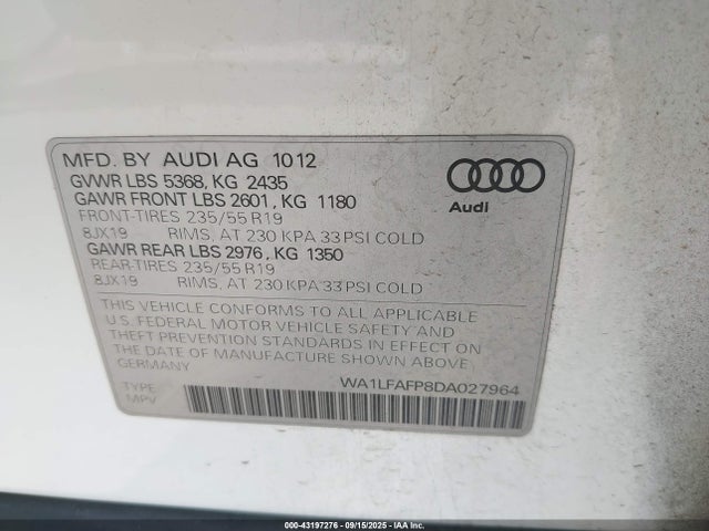 2013 AUDI Q5 WA1LFAFP8DA027964 Photo 8