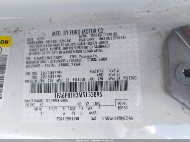 2021 FORD MUSTANG 1FA6P8TH3M5153895 Photo 8