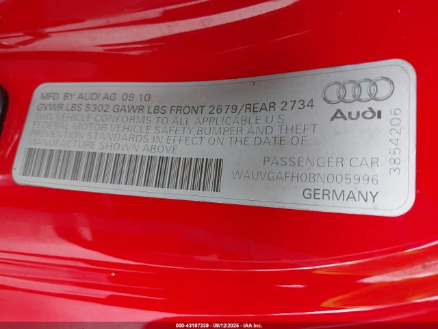 2011 AUDI S5 WAUVGAFH0BN005996 Photo 8