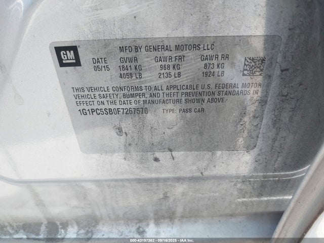Chevrolet LUV 2015 1G1PC5SB0F7267570 Image 9