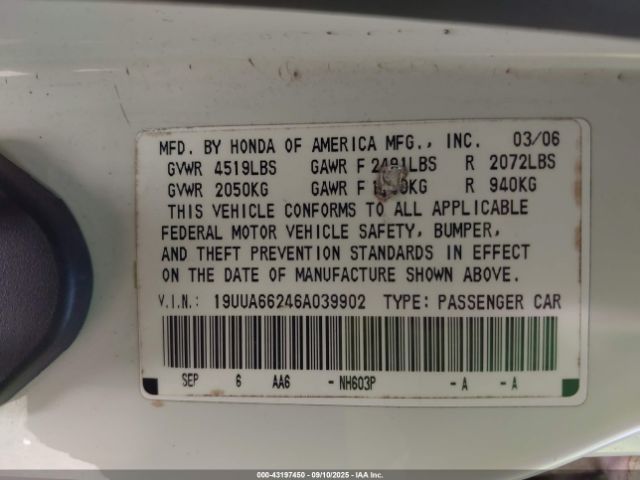 2006 ACURA TL 19UUA66246A039902 Photo 8