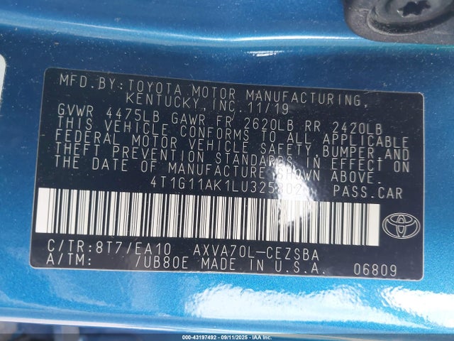 4T1G11AK1LU325802 Toyota a25a-fks