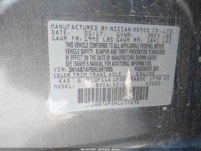 Nissan Sentra 2017 3N1AB7AP5HL697895 Image 9