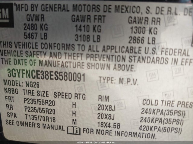 2014 CADILLAC SRX 3GYFNCE38ES580091 Photo 8