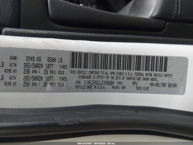 1C4RJEAG2JC430884 Jeep Grand Cherokee
