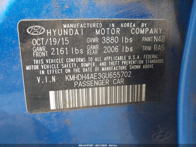 Hyundai dohc mpi nu 2016 KMHDH4AE3GU655702 Image 9