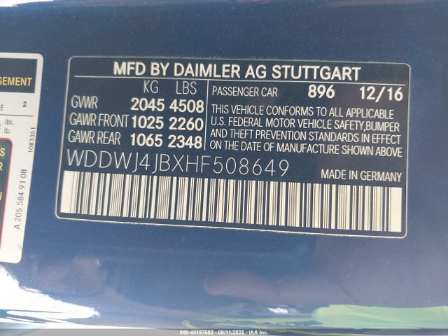 WDDWJ4JBXHF508649 Mercedes-Benz m274