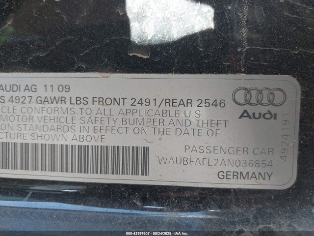 2010 AUDI A4 WAUBFAFL2AN036854 Photo 8