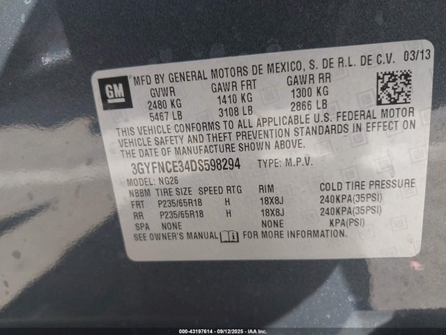2013 CADILLAC SRX 3GYFNCE34DS598294 Photo 8