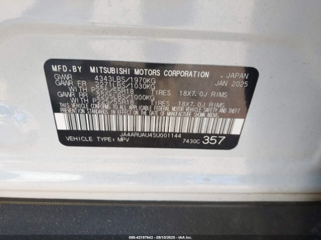 2025 MITSUBISHI OUTLANDER SPORT JA4ARUAU4SU001144 Photo 8
