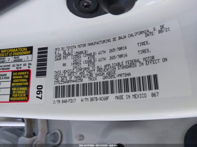 3TMCZ5AN0MM448350 Toyota 2gr-fks