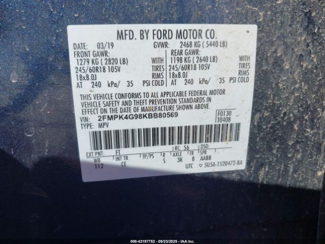 2019 FORD EDGE 2FMPK4G98KBB80569 Photo 8