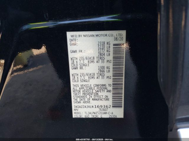 2020 NISSAN MURANO 5N1AZ2AJXLN169362 Photo 8