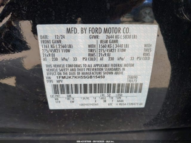 2025 FORD EXPLORER 1FMUK7KH5SGB15450 Photo 8