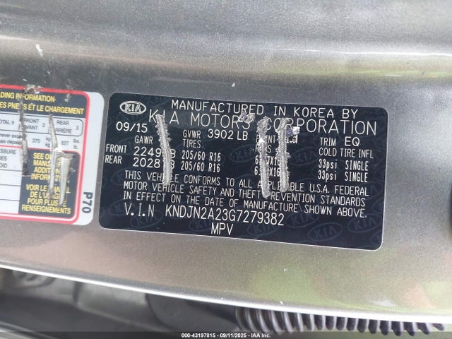 KIA gdi gamma 2016 KNDJN2A23G7279382 Image 9