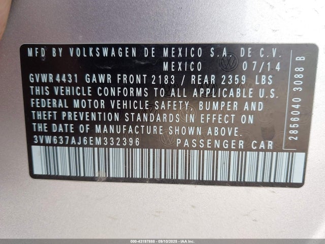 3VW637AJ6EM332396 Volkswagen Jetta