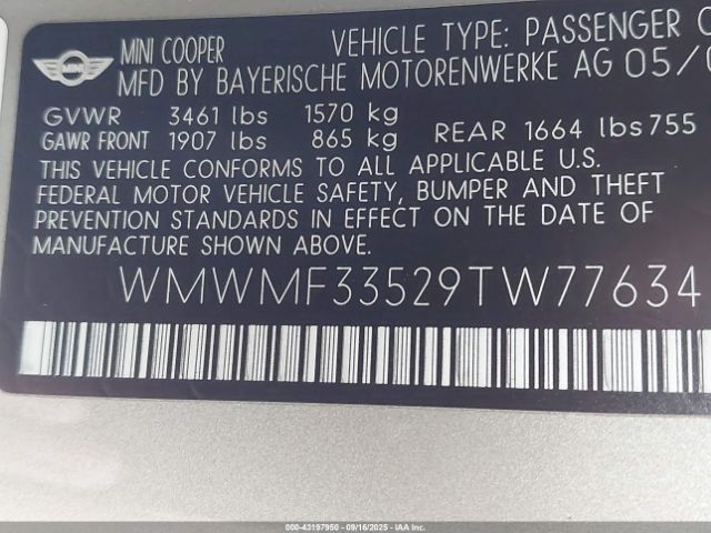 2009 MINI COOPER WMWMF33529TW77634 Photo 8