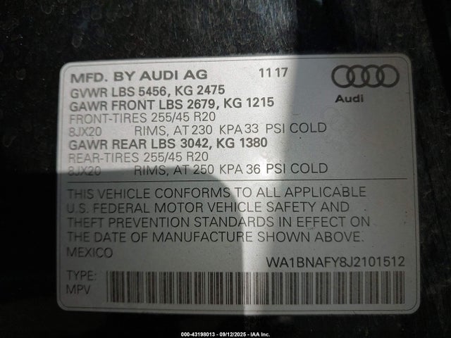 2018 AUDI Q5 WA1BNAFY8J2101512 Photo 8