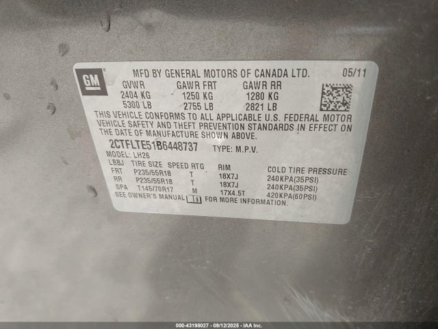 2011 GMC TERRAIN 2CTFLTE51B6448737 Photo 8