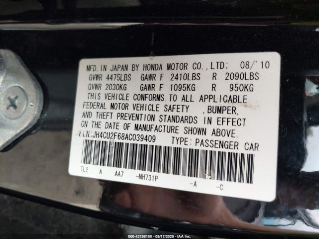 2010 ACURA TSX JH4CU2F68AC039409 Photo 8
