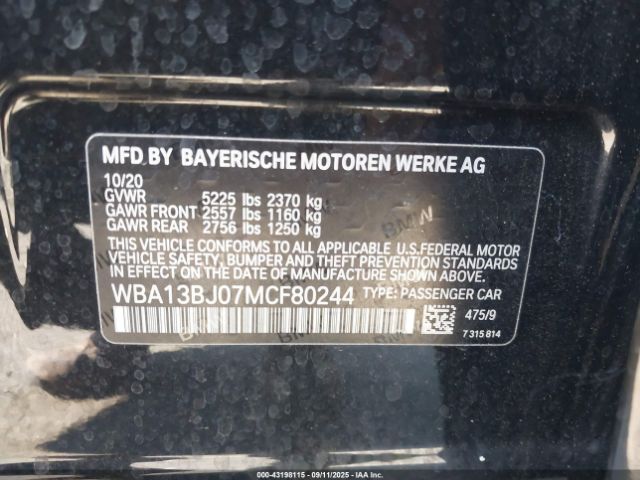 2021 BMW 530I WBA13BJ07MCF80244 Photo 8