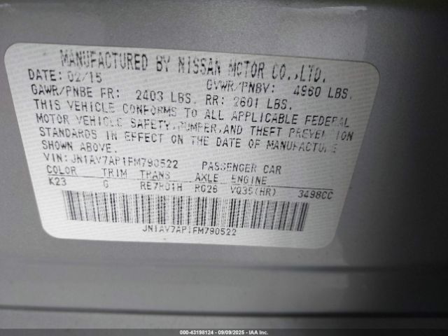 2015 INFINITI Q50 HYBRID JN1AV7AP1FM790522 Photo 8