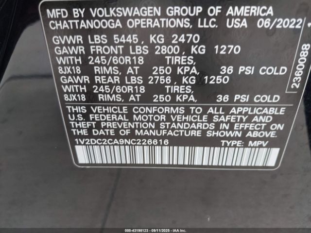 2022 VOLKSWAGEN ATLAS CROSS SPORT 1V2DC2CA9NC226616 Photo 8
