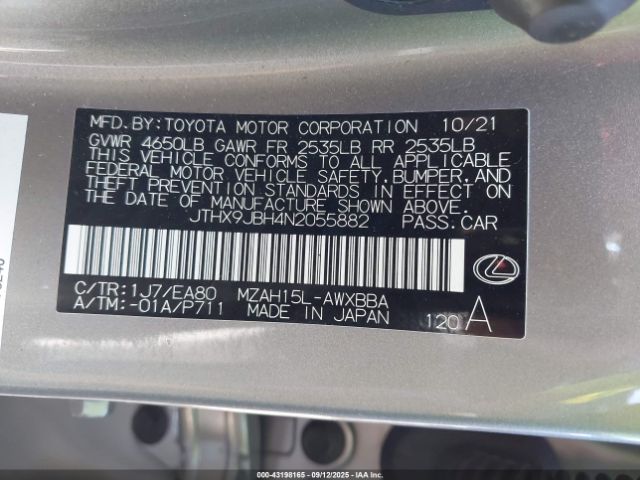 2022 LEXUS UX 250H JTHX9JBH4N2055882 Photo 8