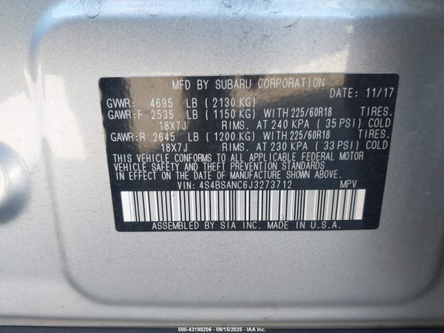 4S4BSANC6J3273712 Subaru u5